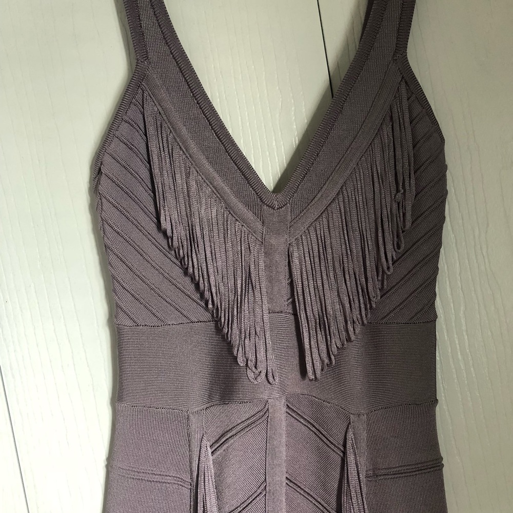 Bebe fringe bandage mini dress